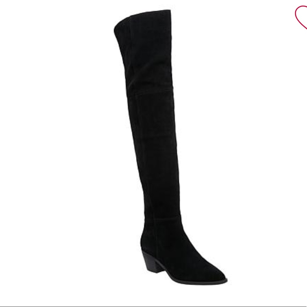 Steve Madden Luca Over the Knee Suede Black Boots